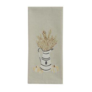 WHITE AND WHEAT DECORATIVE DISHTOWEL